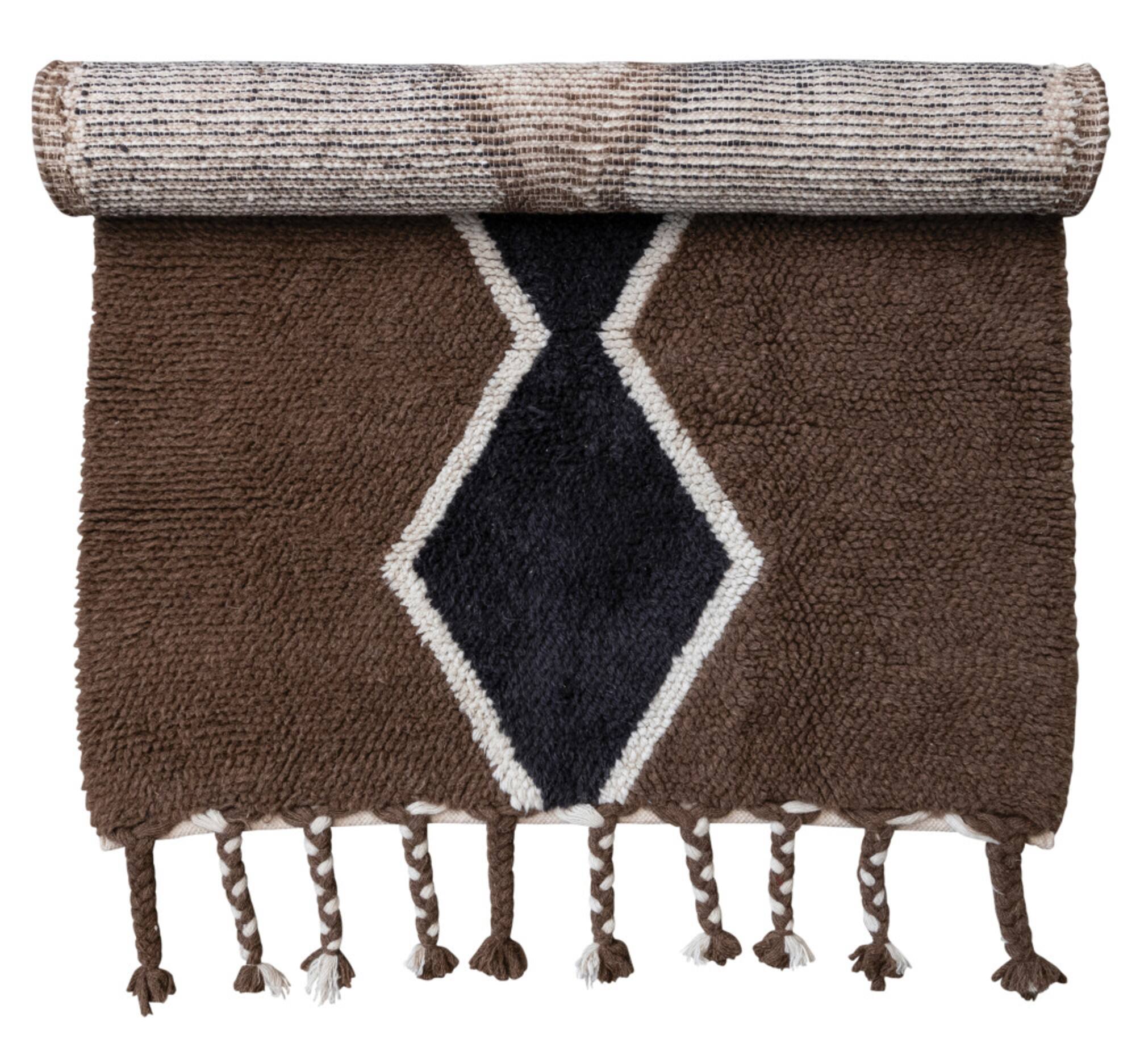 Hello Honey® Cotton and Wool Blend Rug with Pattern and Braided Tassels, 4ft. x 6ft.